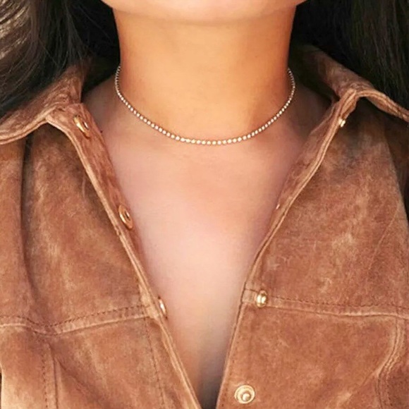 Rhinestone Choker Necklace Party Formal Casual Silver Gold - Picture 15 of 15